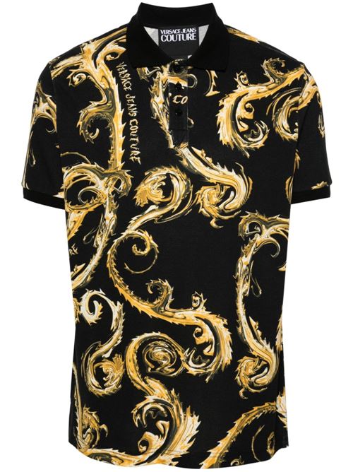 Polo uomo stampa barocca Versace jeans Couture | 77GAG6S0JS390G89